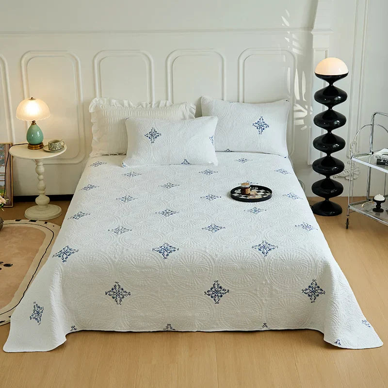 DecorBites™ Cotton Quilted Embroidered Bedspread Set