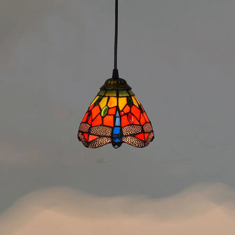 Mediterranean Mosaic Stained Glass Pendant Light
