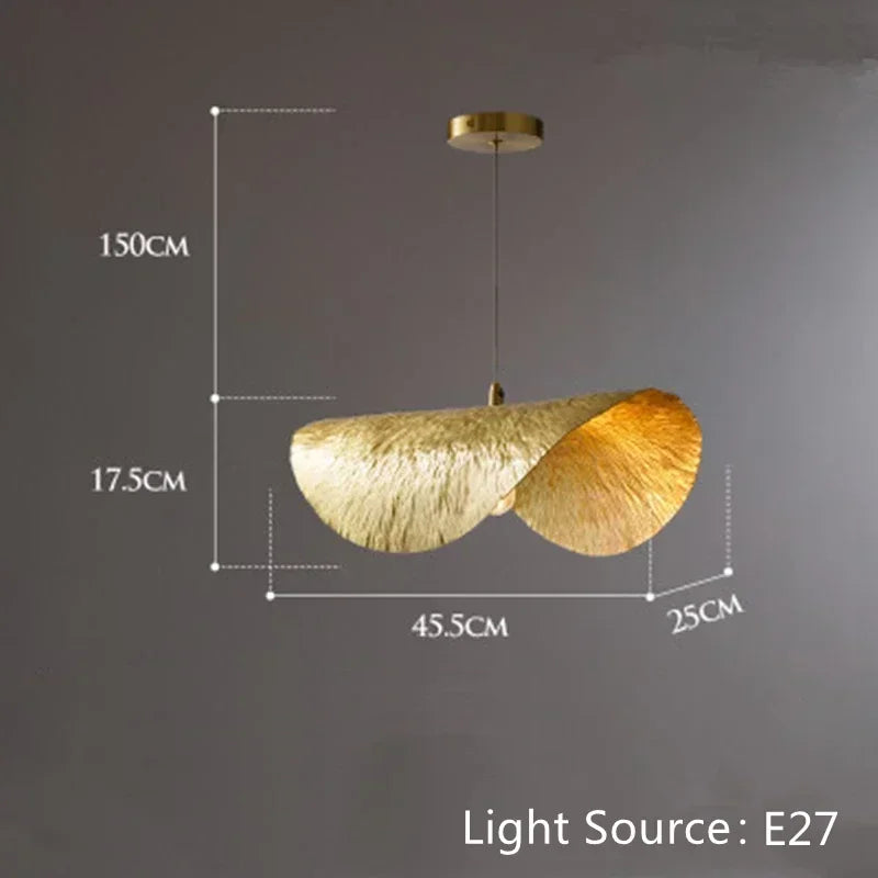 Vintage Lotus Leaf Gold Metal Pendant Light