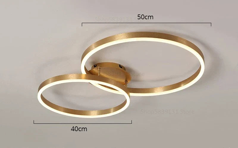 DecorBites™ مصباح سقف LED دائري ذهبي للقهوة مع غطاء مصباح أكريليك - وحدة إضاءة إبداعية لغرفة المعيشة