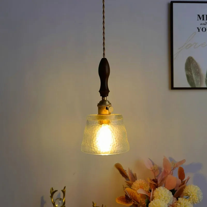 DecorBites™ Amber Pendant Light: Nordic Copper Hanging Lamp for Modern Home Decor