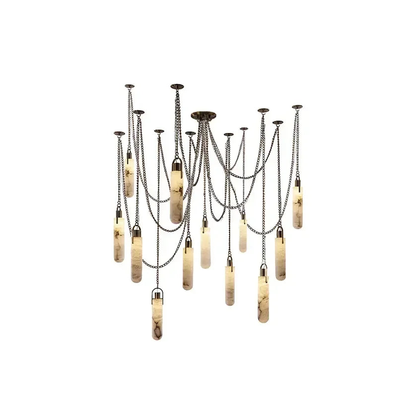 ثريا LED كروم ذهبية من DecorBites™ لغرفة الطعام - تصميم رخامي 2025