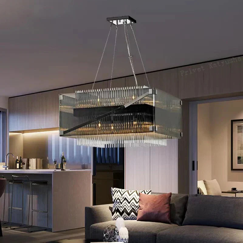 DecorBites™ Crystal Glass Pendant Chandelier for Luxe Dining Room Decor