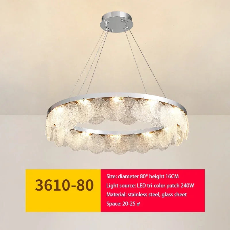DecorBites™ ثريا زجاجية ومصباح سقف LED | فن معدني حديث | ديكور داخلي لغرفة المعيشة والمطبخ