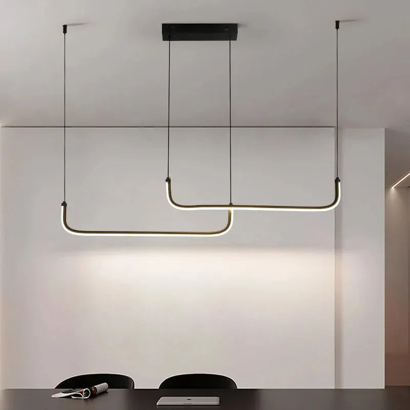 Modern Black Aluminum Linear LED Pendant Light