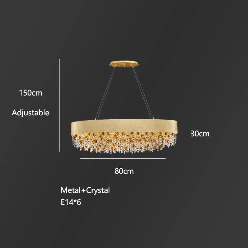 DecorBites™ Circular Crystal Chandelier Pendant Lamp for Living Room, Hotel Lobby, Kitchen Island