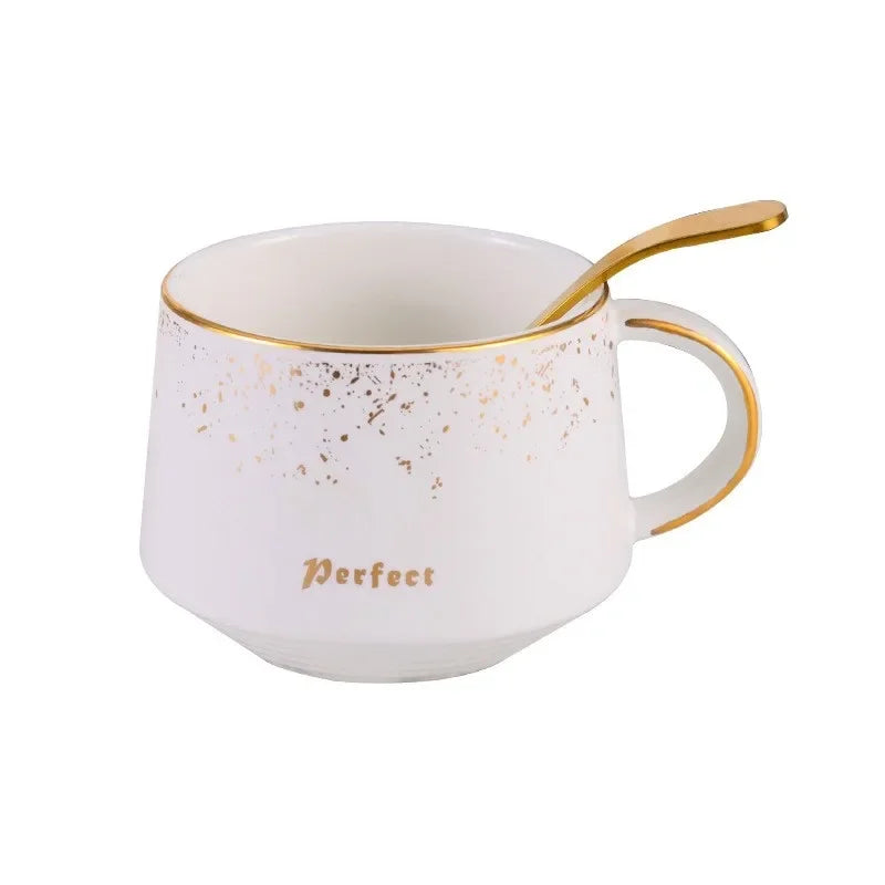 250ml DecorBites™ Ceramic Coffee Cup Set with Tray, Spoon - European Style Porcelain Mugs