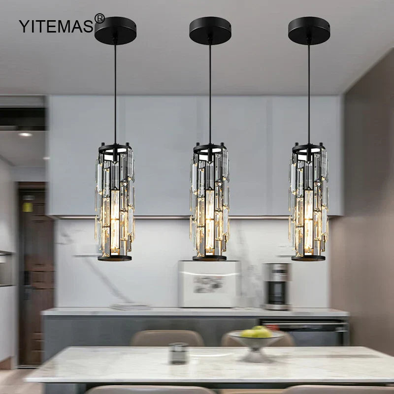 DecorBites™ Crystal Mini Pendant Chandelier Gold/Black for Kitchen Dining Bedroom – Elegant Lighting Solution