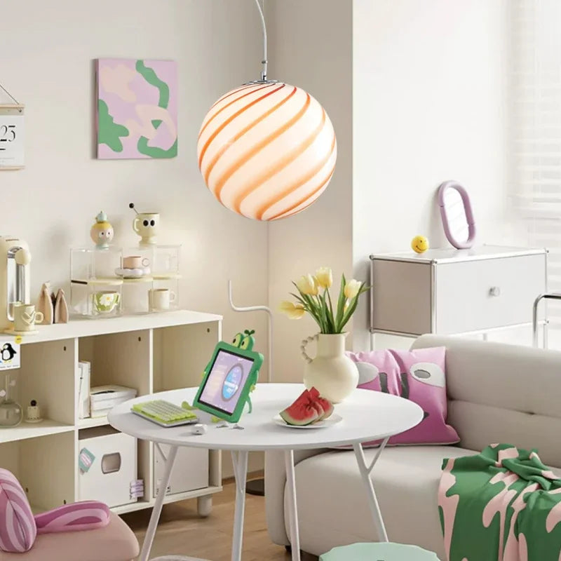 Modern Colorful Glass Ball Pendant Light