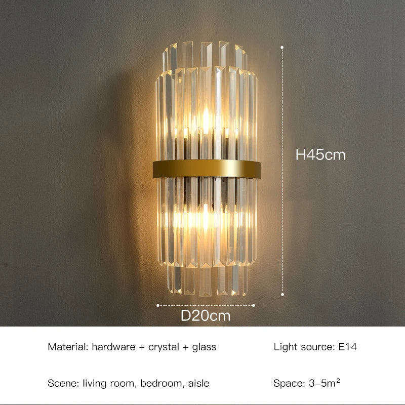 أضواء جدارية كريستالية LED من DecorBites™: أضواء جدارية ذهبية أنيقة لديكور المنزل الفاخر