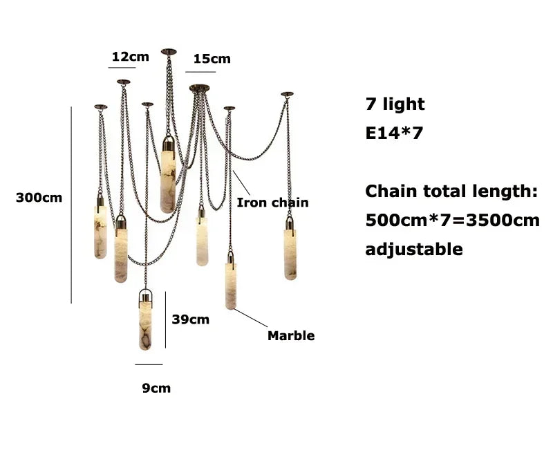 ثريا LED كروم ذهبية من DecorBites™ لغرفة الطعام - تصميم رخامي 2025