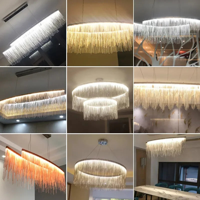 ثريا شرابة ألمنيوم LED من DecorBites™: إضاءة متدلية حديثة بتصميم الشلال لغرفة المعيشة والفنادق والقاعات