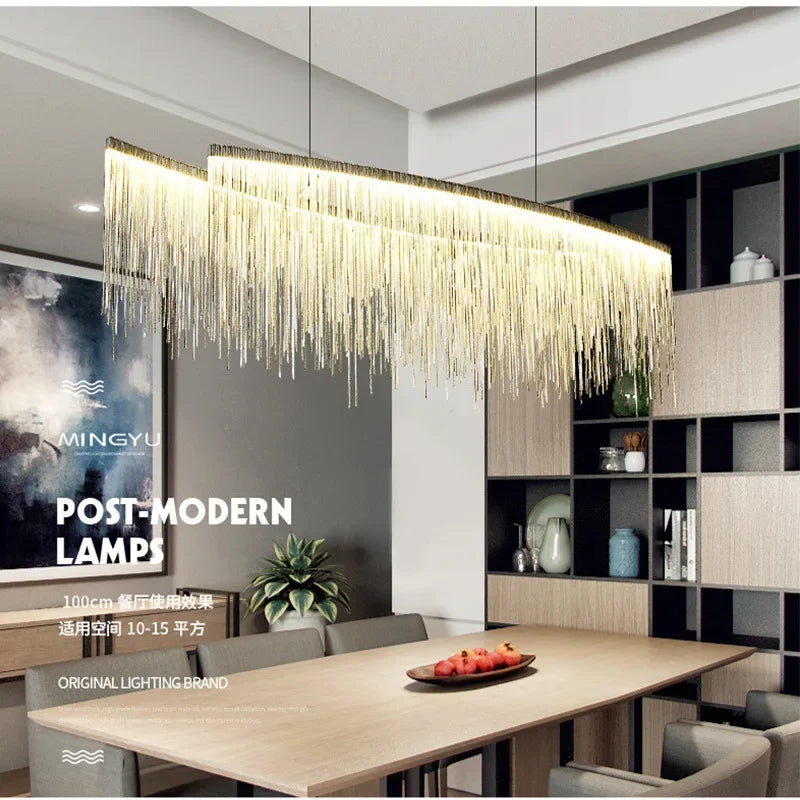 ثريا شرابة ألمنيوم LED من DecorBites™: إضاءة متدلية حديثة بتصميم الشلال لغرفة المعيشة والفنادق والقاعات