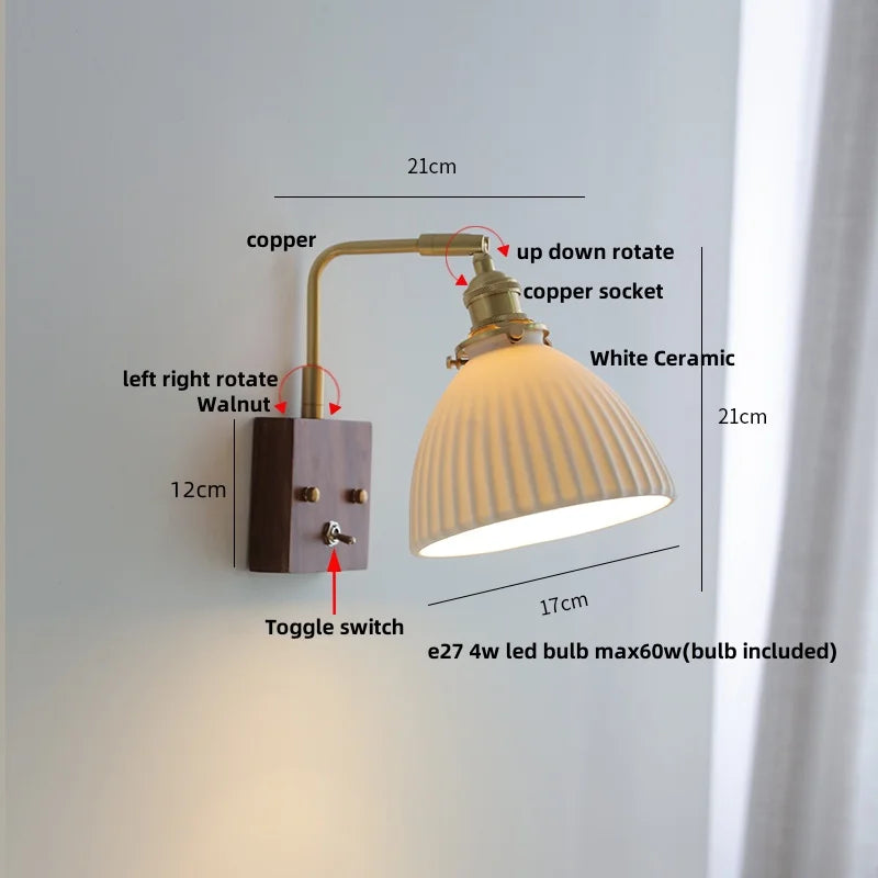 DecorBites™ Clear Glass LED Wall Lights Modern Wood Walnut Copper Stair Fixture