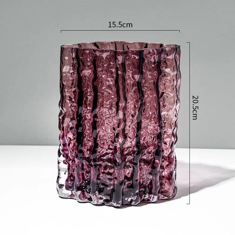 DecorBites™ Clear Ice Vase for Hydroponic Flowers Desk Decor Bouquets Minimalist Floral Arrangement Modern Glass Pot