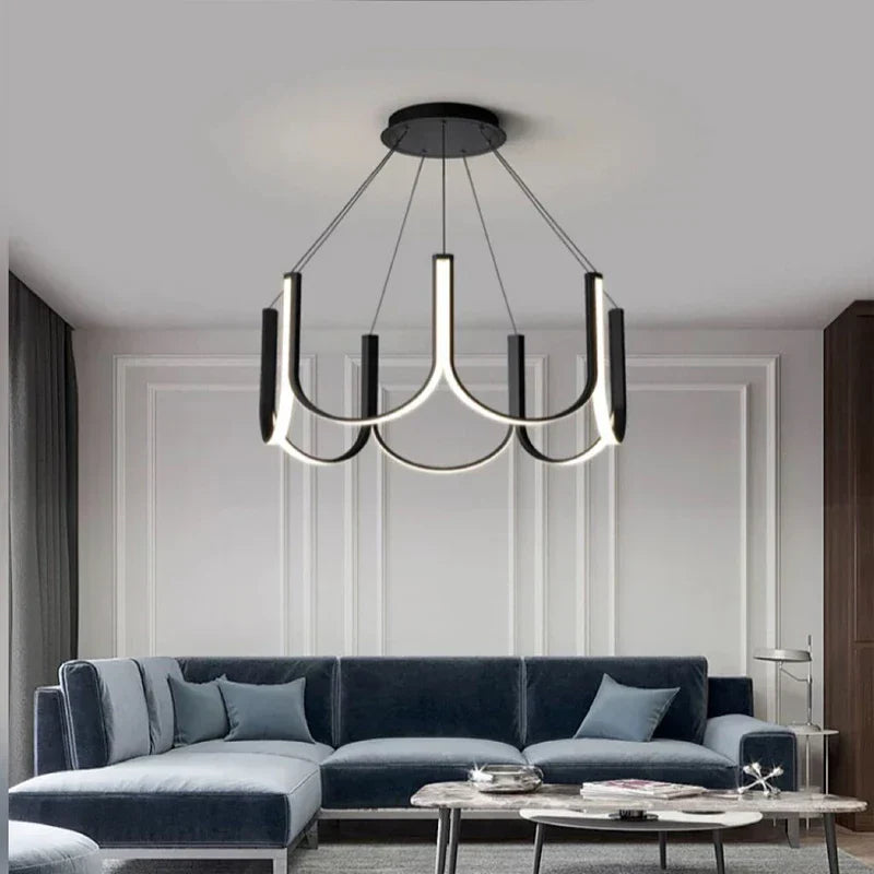 ثريا LED من DecorBites™: إضاءة معلقة من الألومنيوم الأسود والذهبي، مصباح لغرفة المعيشة وغرفة الطعام وغرفة النوم