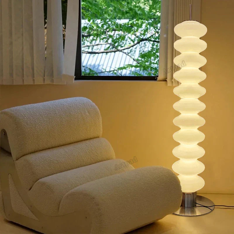 مصباح أرضي زجاجي على شكل يقطينة DecorBites™: إضاءة ليلية LED بتصميم اسكندنافي لغرفة النوم وغرفة المعيشة