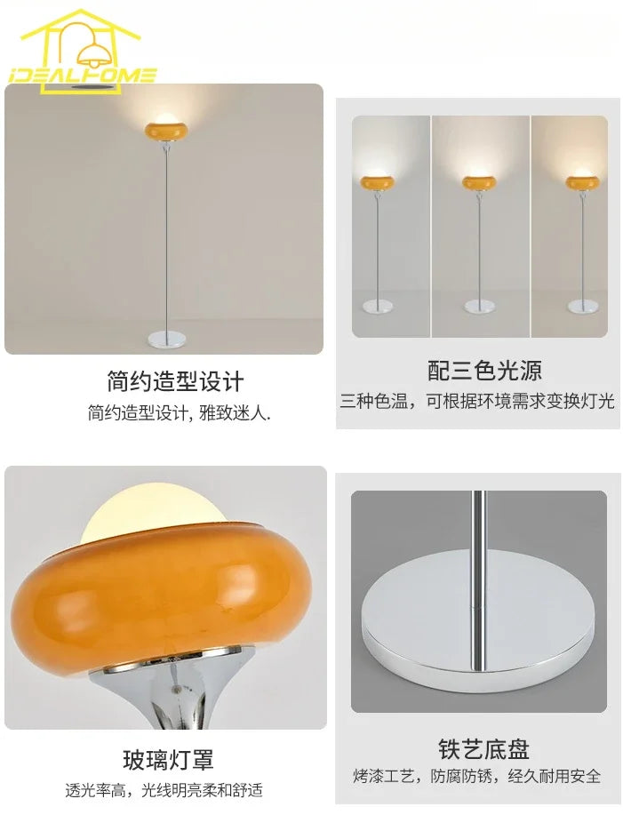 DecorBites™ Glass Iron LED Floor Lamp Modern Decor Art Stand Light Bedside Study Living