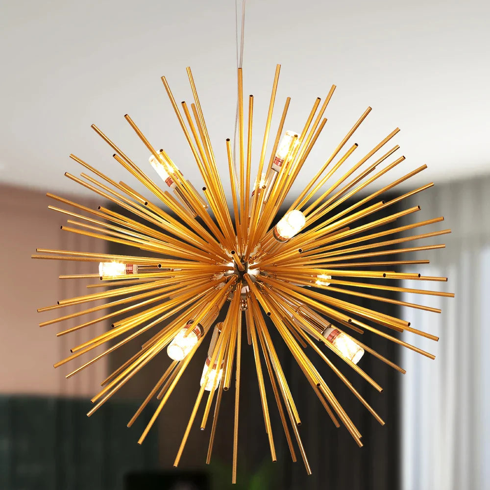 نجفة DecorBites™ الذهبية المعلقة بتقنية LED لجزيرة المطبخ وغرفة المعيشة العصرية