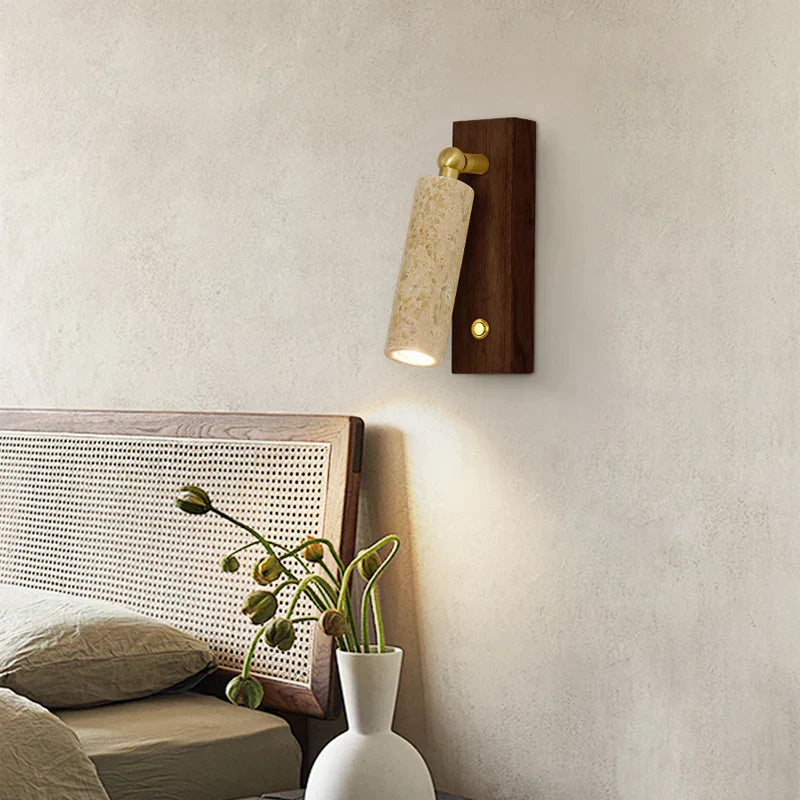 DecorBites™ Copper LED Wall Lamp: Modern Nordic Style Mirror Light with Travertine Switch