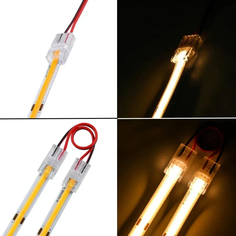 DecorBites™ موصلات شريط COB LED ثنائية السن لشرائط الإضاءة 2835 5050 SMD، بمشبك تثبيت بزاوية 90 درجة