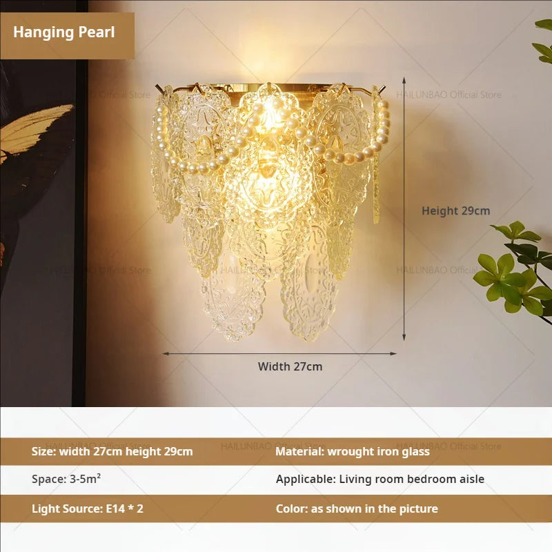 DecorBites™ مصباح حائط زجاجي كريستالي فاخر للممرات وغرف المعيشة وغرف النوم والإضاءة في الممرات