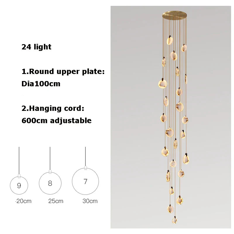 DecorBites™ 2025 Art Deco Marble Golden Lustre LED Chandelier Lighting