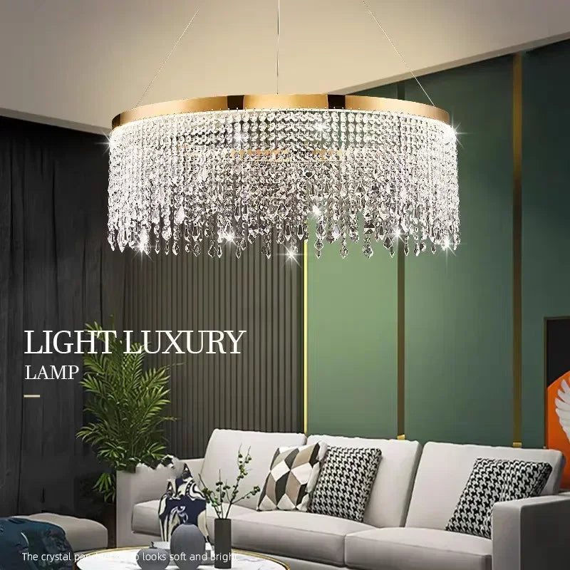 DecorBites™ Crystal Circle LED Chandelier for Luxury Living Room Décor