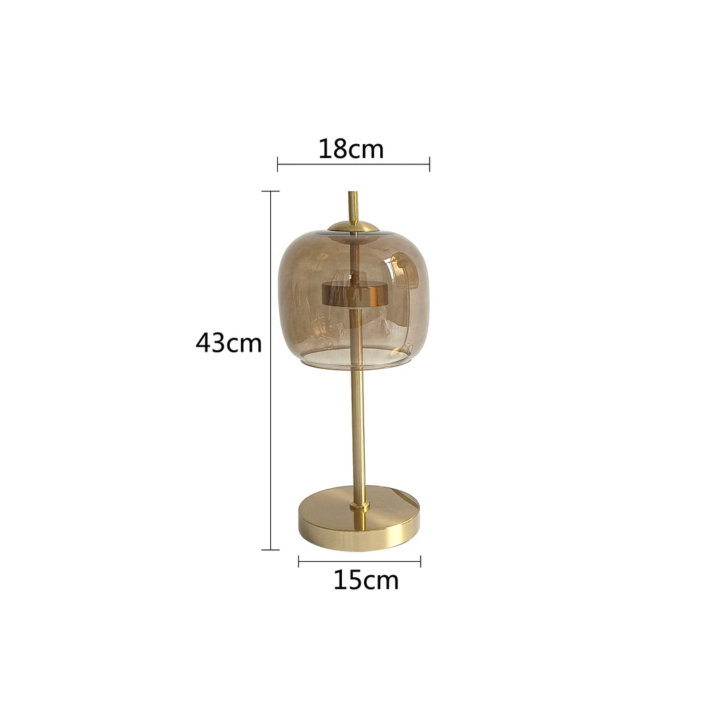 مصباح مكتب DecorBites™ الذهبي الزجاجي LED لديكور المنزل العصري الفاخر