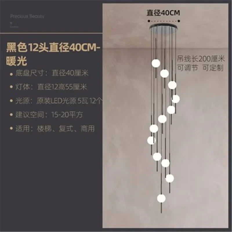 DecorBites™ Glass Ball LED Ceiling Chandelier for Home Decor and Lighting