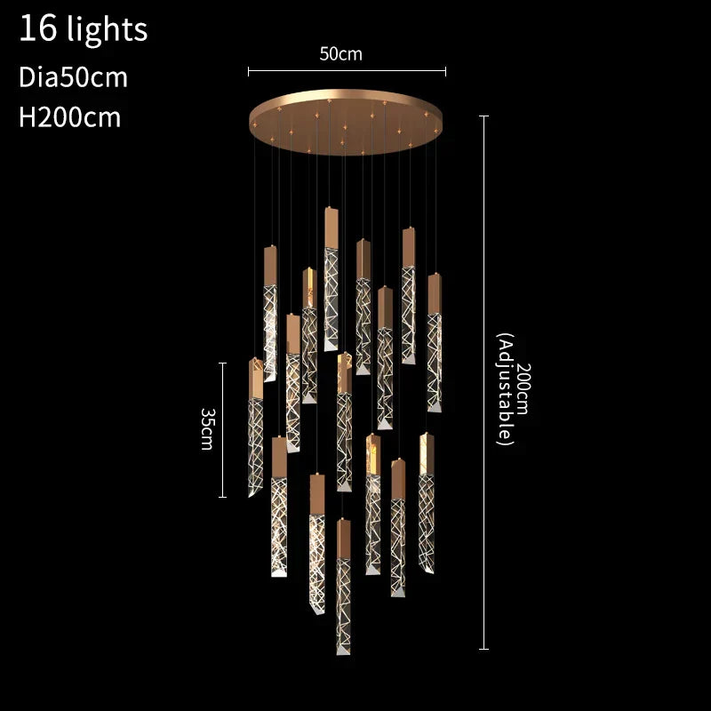 DecorBites™ Crystal LED Chandelier: Stylish Staircase & Living Room Lighting