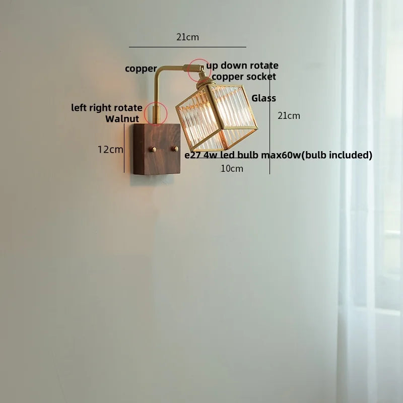 DecorBites™ Brass LED Wall Lights Rotatable Blue Glass Dining Room Stair Light