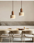 Modern Popular Wabi Sabi Travertine Droplight Over Dining Desk Kitchen Island Yellow Marble Restaurant Decor Pendant Lamp Bedsid