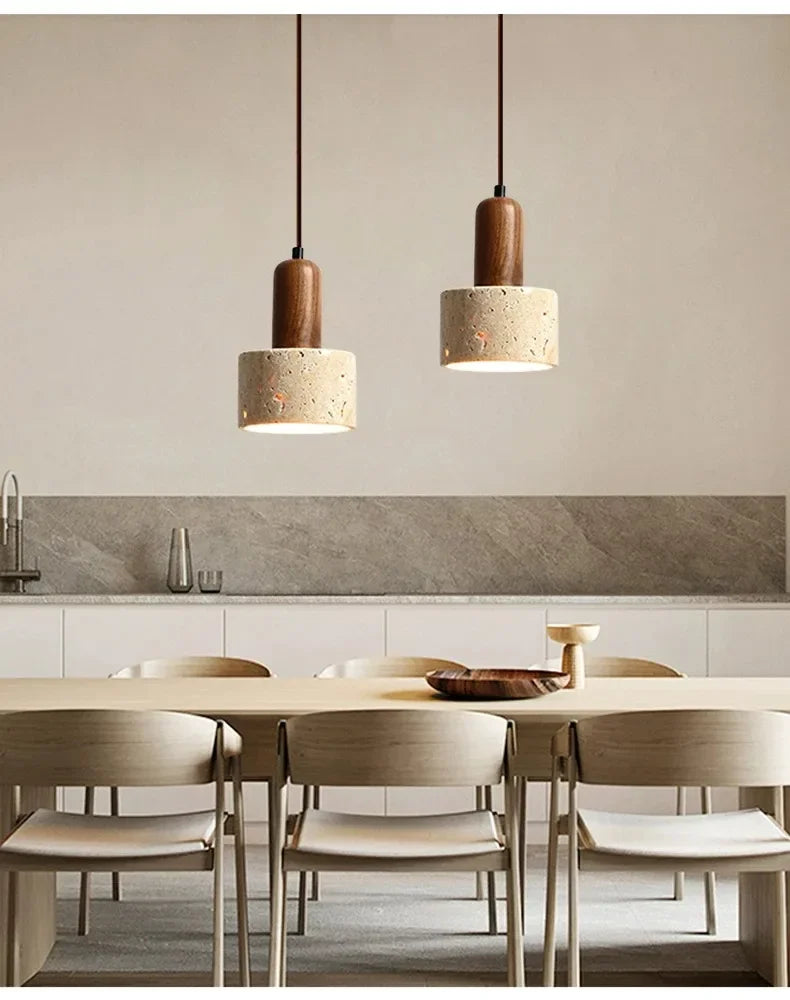 Modern Popular Wabi Sabi Travertine Droplight Over Dining Desk Kitchen Island Yellow Marble Restaurant Decor Pendant Lamp Bedsid