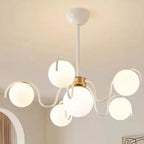 Modern Round Glass Pendant Light in Iron and White