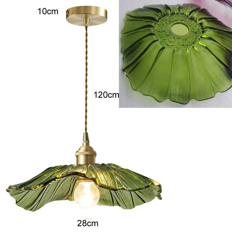 Nordic Vintage Flower Glass Pendant Light