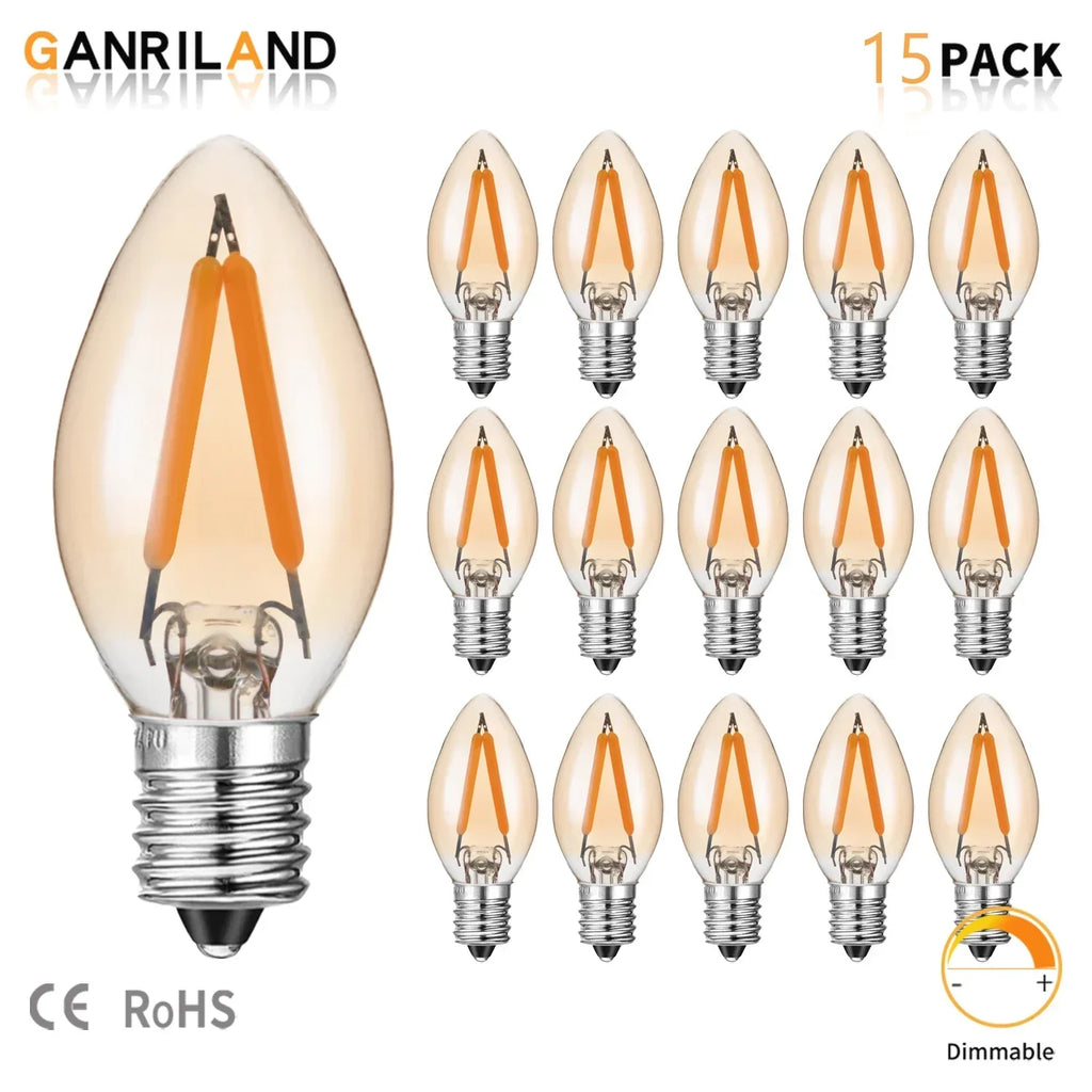 DecorBites™ 1W LED Filament Edison Candle Light Bulb 2200K Dimmable Gold Glass