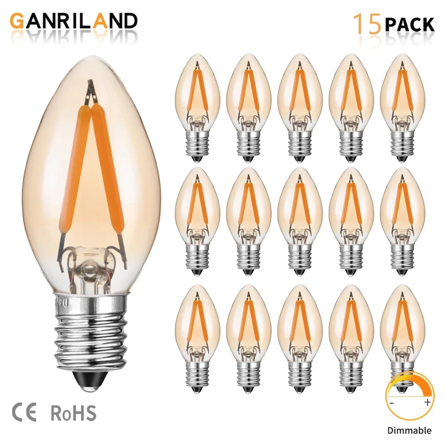 DecorBites™ 1W LED Filament Edison Candle Light Bulb 2200K Dimmable Gold Glass