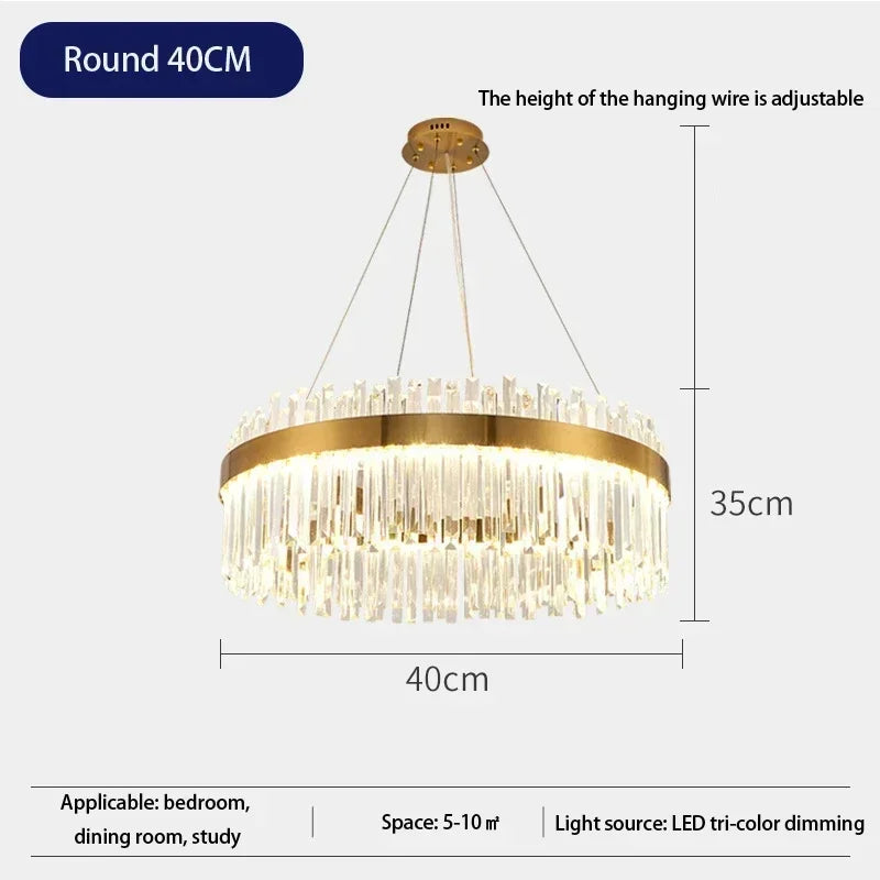 DecorBites™ Crystal Gold Ceiling Pendant Light for Living Room Dining Kitchen