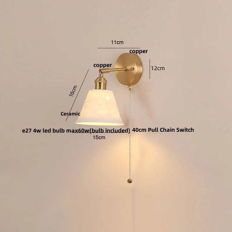DecorBites™ Copper LED Wall Light Fixture with Pull Chain Switch for Modern Living Spaces