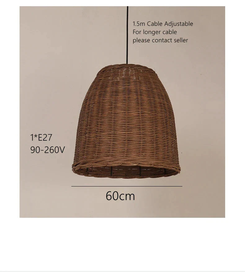 DecorBites™ Handmade Rattan Seaside Resort Pendant Lamp - Wabi Sabi Living Style