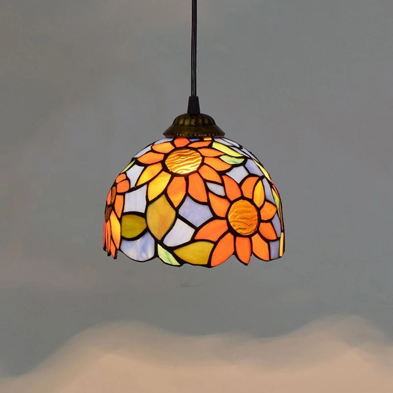 European Stained Glass Pendant Light, 20cm