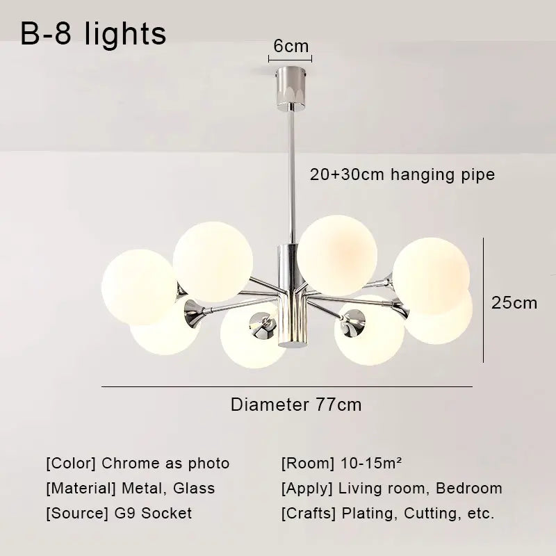 DecorBites™ Glass Ball LED Ceiling Chandelier for Modern Living Room and Bedroom