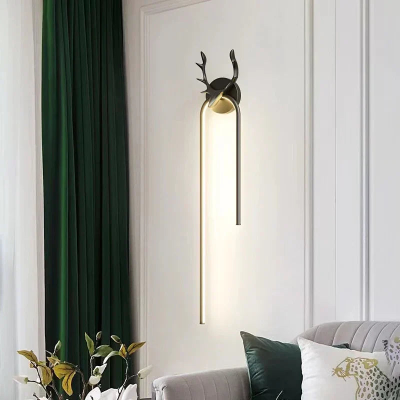 مصباح حائط DecorBites™ على شكل رأس غزال ذهبي لديكور غرفة المعيشة وغرفة النوم