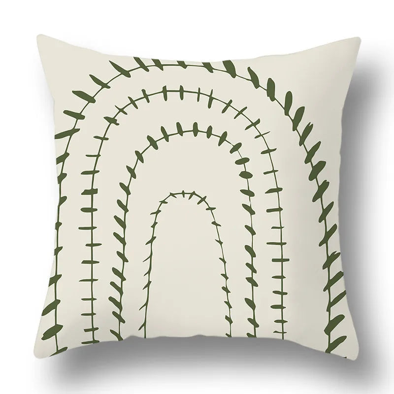 DecorBites™ Green Plants Geometric Print Pillow Cover - Home Sofa Cushion Cover