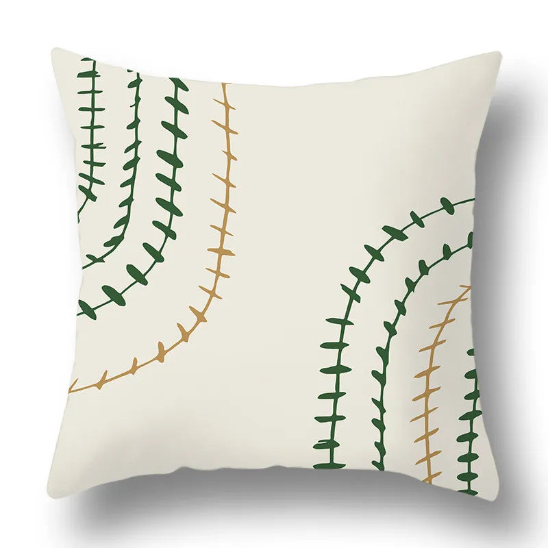 DecorBites™ Green Plants Geometric Print Pillow Cover - Home Sofa Cushion Cover