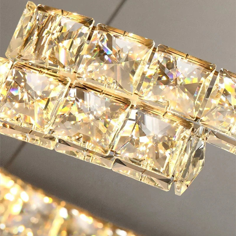 Lustre de plafond en cristal DecorBites™, éclairage intérieur LED miroir en acier inoxydable
