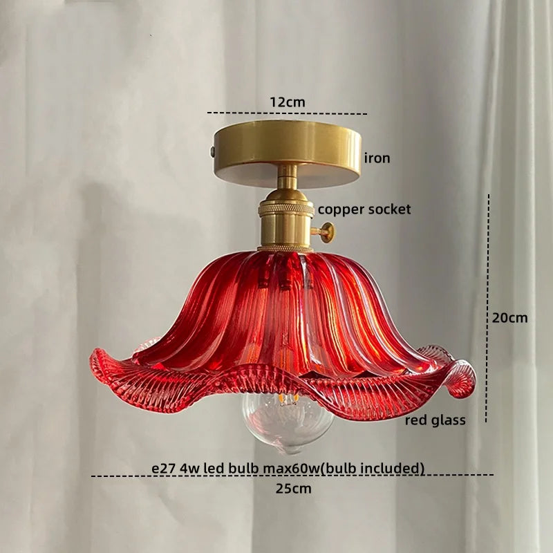 DecorBites™ مصباح سقف نحاسي زجاجي أخضر للشرفة والمطبخ LED حديث