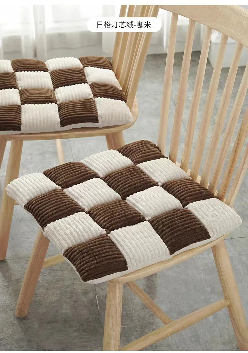 DecorBites™ Corduroy Cushion: Plaid Thickened Office Chair, Dining Chair, Sofa Floor Cushion