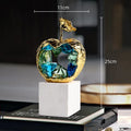 DecorBites™ Crystal Fruit Sculpture Set: Golden Apple & Pear Handicrafts for Home Decoration